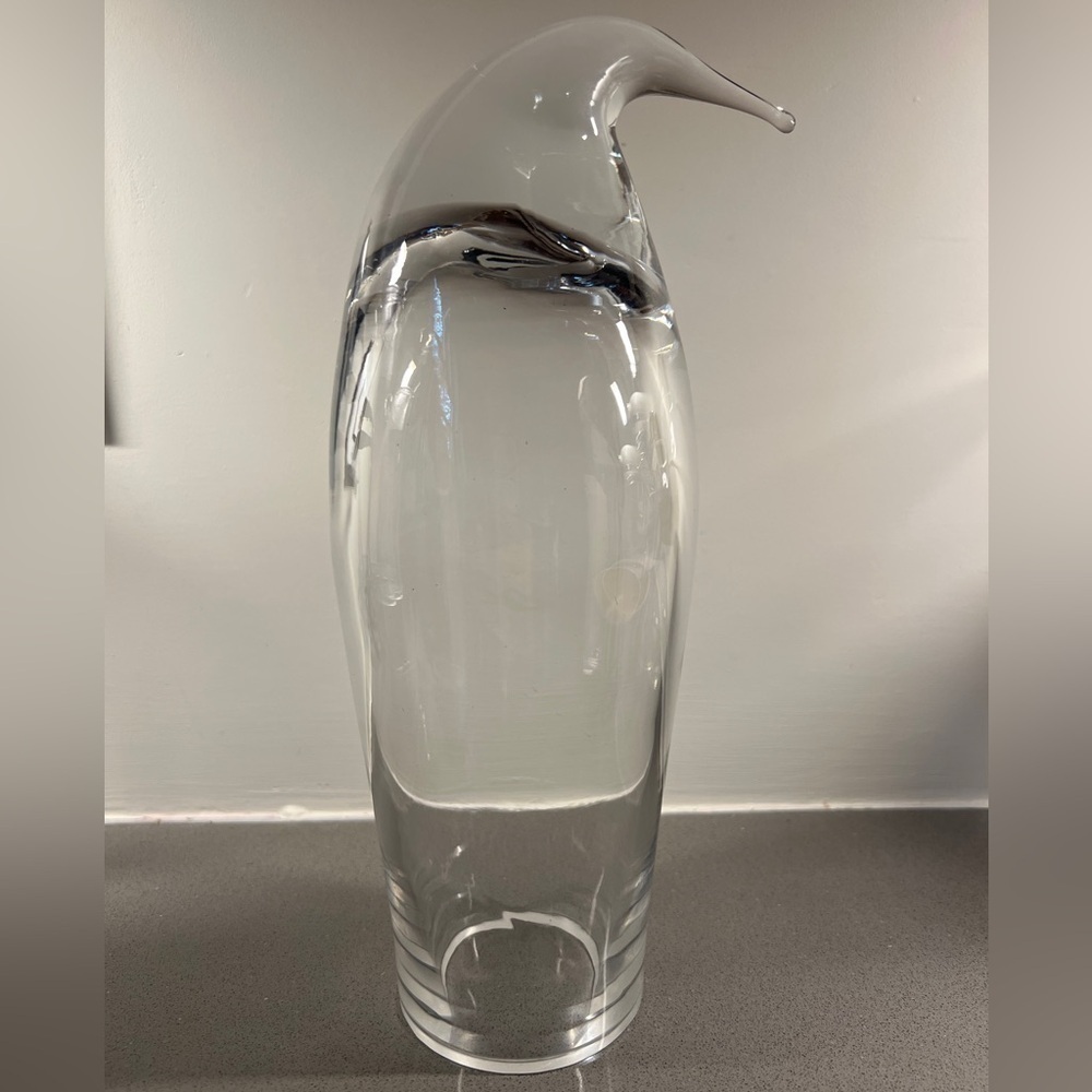 Vintage Blenko Clear Glass Penguin‎ Don Shepard Blown Glass Art